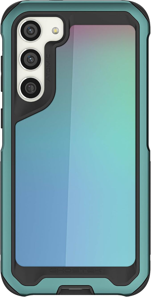 Ghostek Atomic Slim Galaxy S23 Plus Phone Case with Shockproof Military Grade Aluminum Bumper, Clear Back and Wireless Charging Cover Compatible with Samsung S23+ (6.6") (Green)