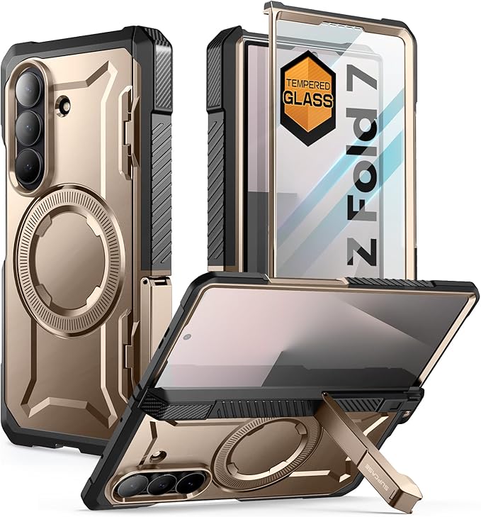SUPCASE for Samsung Galaxy Z Fold 7 Case with Kickstand (UB Grip), [Built-in Tempered Glass Screen Protector] [Hinge Coverage] Military-Grade Protection Phone Case, Desert