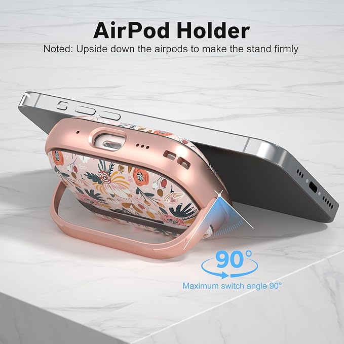 Maxjoy for AirPods Pro 2nd/1st Generation Case, Cute AirPod Pro 2 Case with Safety Lock Hard iPod Pro Cover for Women Men with Keychain for AirPod Pro Cover(2023/2022/2019), Flower