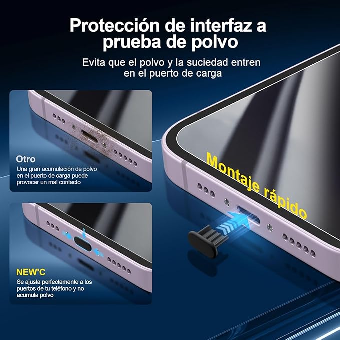 NEW'C 3x Privacy for iPhone 14 Screen Protector (6.1 inches)+ 3x Camera Lens Protector, Sensor Protection, Case Friendly Tempered Glass Film +Dust Plug - Enhanced Privacy Angle of 28 Degrees