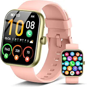 2026 Smart Watch for Men Women (Answer/Make Call), 1.96" HD Fitness Tracker Running Watch, IP68 Waterproof,Pedometer, Sleep/Step/Activity/Heart Rate Monitor,110+ Sport Mode Smartwatch for Android,Pink