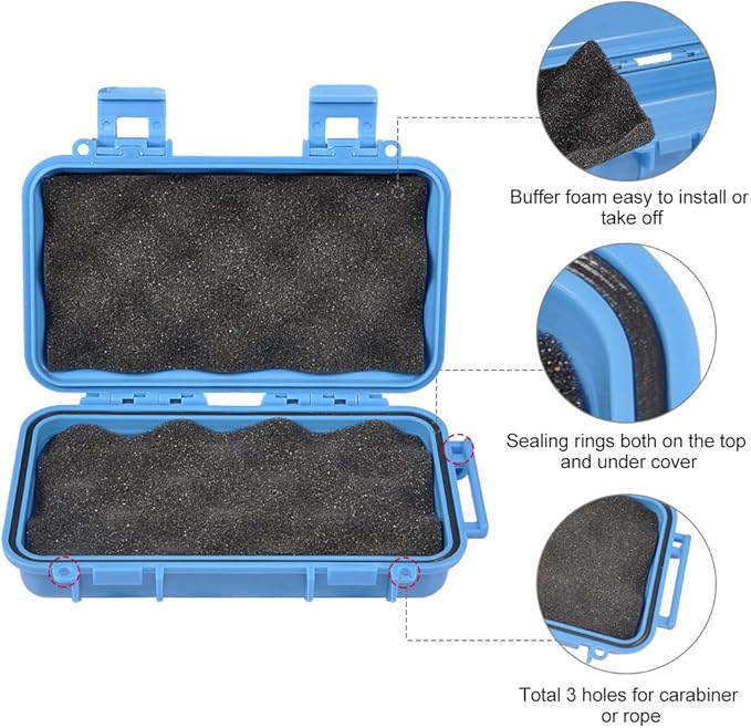 VGEBY1 Box Shockproof Dry Storage Box, Hard Plastic Protective Grip Carry Touch Phone Case + Foam + Handle for Fishing Camping Hiking (Big-Blue)