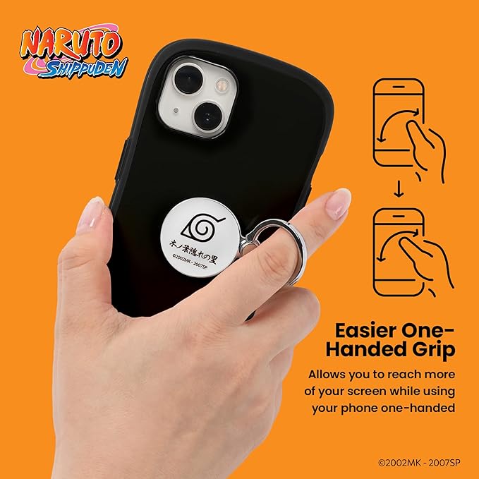 iFace Naruto Shippuden Anime Licensed Collection Universal Smartphone Ring Holder Kickstand Accessory ??Stick On Phone Stand/Hand Gripper Compatible with iPhone, Samsung Galaxy, etc. - Konoha Symbol