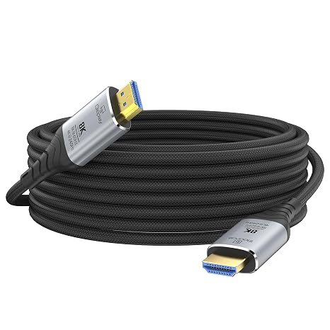 Fiber Optic HDMI Cable 80FT, 8K Long HDMI 2.1 Cable, 48Gbps Ultra High Speed Braided 8K@60Hz 4K@120Hz, Dynamic HDR, eARC, HDCP 2.2&2.3, 3D, for PS5, Xbox, HDTV, Laptop, Monitor