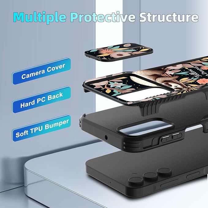 for Galaxy A16 5G Case Built in Slide Camera Lens Cover,Heavy Duty Shockproof Protection Dual Layer Case for Samsung Galaxy A16 5G 6.7" 2024,Cute Baby Sloth On The Tree