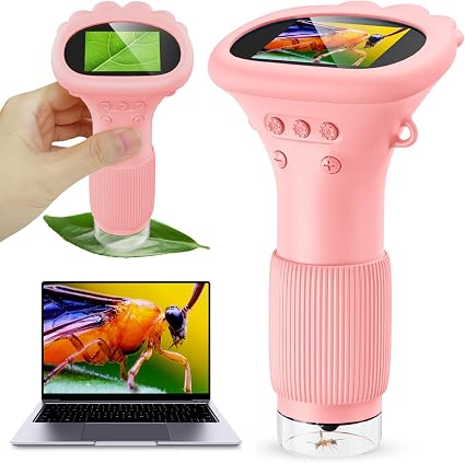 1000X Handheld Digital Microscope, 2" HD Screen Pocket Microscope for Bugs
