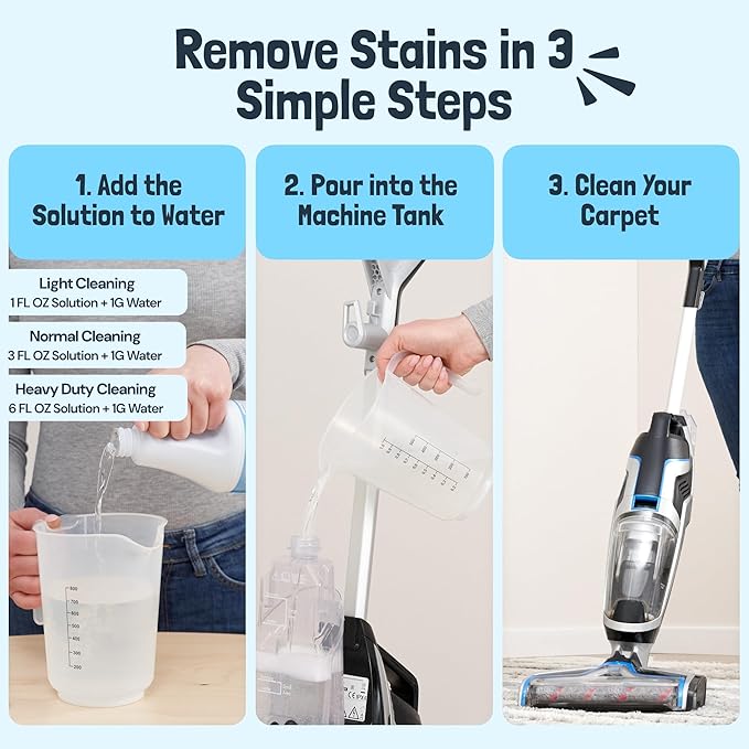 Sunny & Honey Carpet Cleaner Solution - 128 Fl Oz, Fresh Summer Scent - Deep Stain Remover & Deodorizer - Pet & Rug Cleaner - Upholstery Cleaning for Machine Use