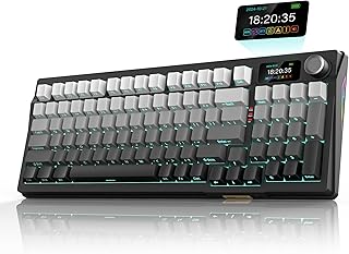 RedThunder K95 Wireless Mechanical Keyboard,TFT Screen & Knob, Trip-Modes Connection, Gasket Custom Hot-Swap Keyboard, RGB Backlit, Pre-lubed Linear Switches, Side Printed PBT Keycaps, Gray Gradient - Image 1