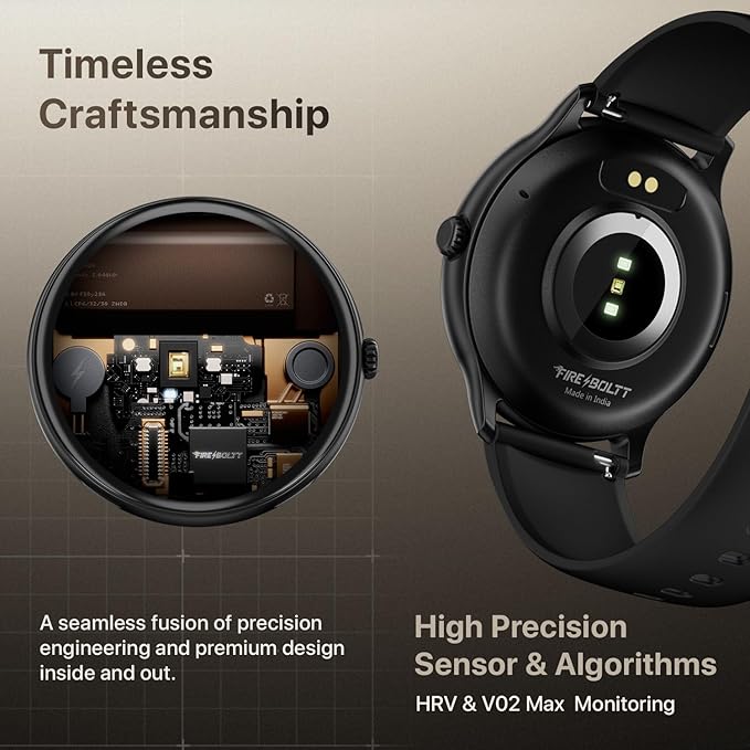 Fire-Boltt Phoenix Pro 35.3mm (1.39 inch) Bluetooth Calling Smart Watch, AI Voice Assistant, Metal Body with 120+ Sports Modes, SpO2, Heart Rate Monitoring (Black).
