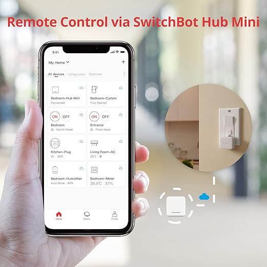 SwitchBot Smart Switch Button Pusher(3Pack) with Hub Mini with Remote, Wireless App & Timer Control, Compatible with Alexa, Google Home, IFTTT, Easy to Use, Smart Light Control Set