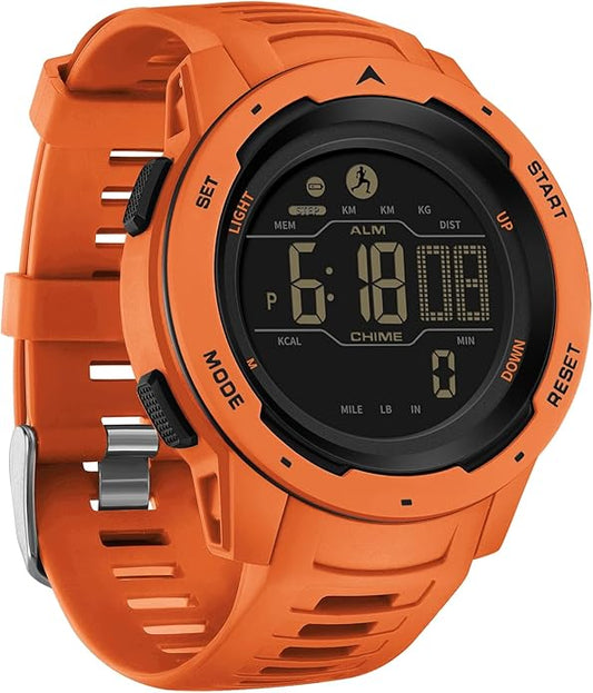 findtime Men's Digital Watch Waterproof Pedometer Watches Sport Watch Step Counter Calorie Military Watch with Stopwatch Alarm LED Backlight Countdown