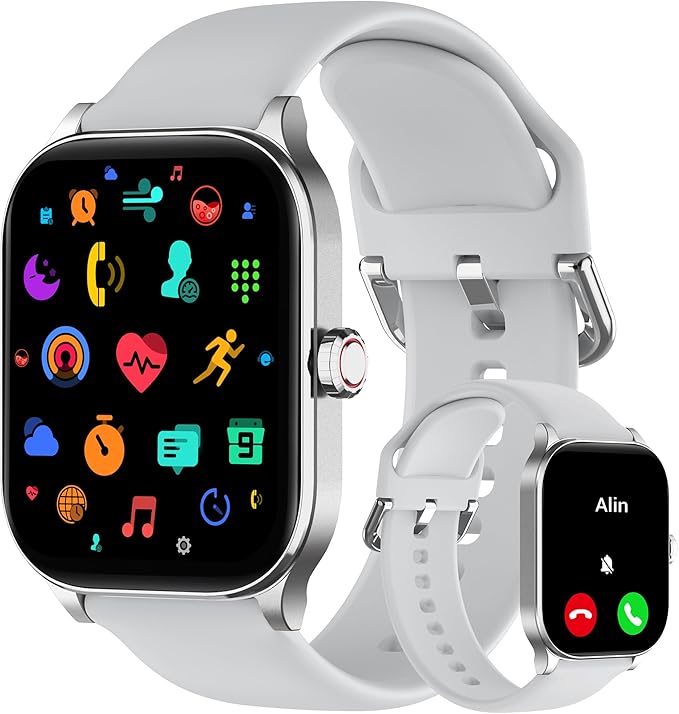 Smart Watch (Answer/Make Call), 1.85" Smartwatch for Android Phones and iPhone with Heart Rate,Sleep Monitor,Pedometer, 100+Sports Fitness Watch, IP68 Waterproof Fitness Tracker for Men Women