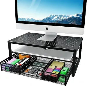 Simple Trending Monitor Stand Riser with Drawer, Laptop Stand for Desk
