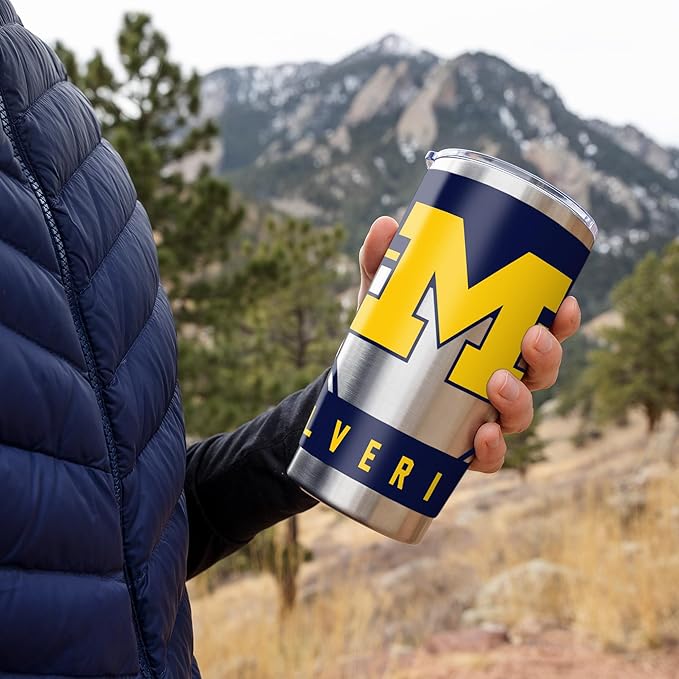 Rico Industries NCAA 20oz Stainless Steel Tumbler with Lid - Great For Coffee, Tea, Water or Cocktails