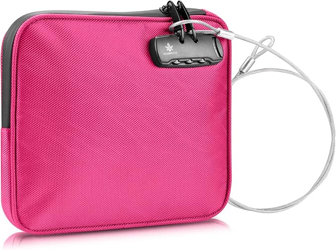 Beach Locking Bag, 9x7.5 Inch Portable Safe for Phone, Wallet, Keys | Anti-Theft Locking Travel Pouch for Pool, Vacation (Rose Red)