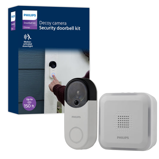 PHILIPS Wireless Security Doorbell Chime Kit, Decoy Doorbell Camera