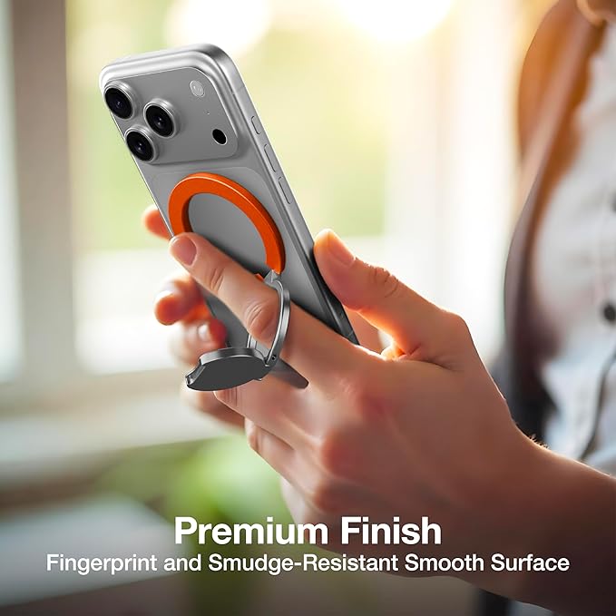 AMAZINGthing [Titan PRO MagFlex Grip Removable Phone Grip & Kickstand, Dual-Magnetic Mount, MagSafe-Compatible for iPhone 17/16/15/14/13/12 and MagSafe Cases Orange