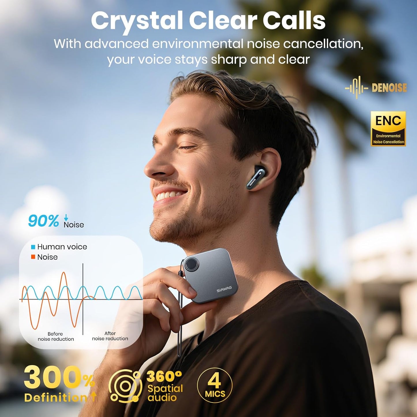Wireless Earbuds with ANC & Phone Stand Case – Bluetooth 5.4, 70H Playtime, 35dB Noise Cancelling