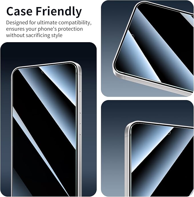 Privacy Screen Protector for Samsung Galaxy S24 FE / A56, Anti-Spy Tempered Glass, 9H Hardness Anti-Scratch, 2.5D Curved Edges, Bubble-Free Case Friendly - 3 Pack