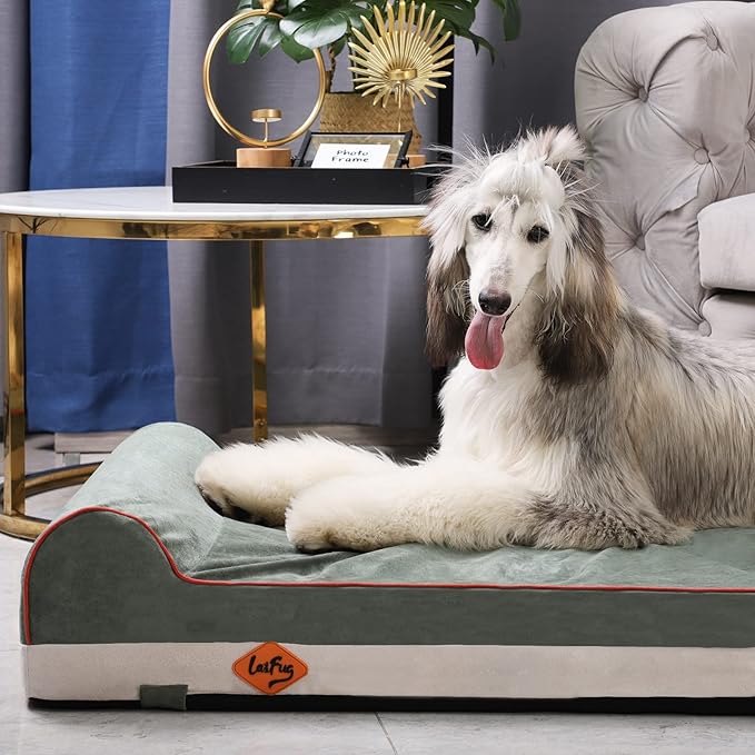 Laifug Orthopedic Memory Foam Dog Bed with Durable Water Proof Liner and Removable Washable Cover (Large (46"x28"x8"), Dark Green)
