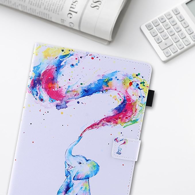 Dteck for Fire Max 11 Tablet Protective PU Leather Folio Stand Case with Auto Sleep Wake, 4 Card Slots, Lightweight Cute Elephant Case