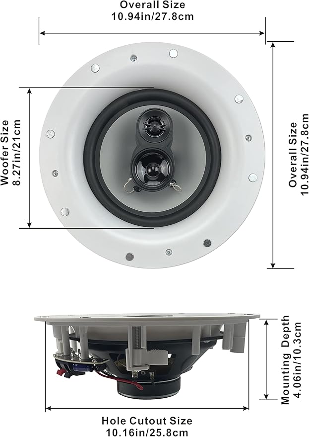 Acoustic Audio by Goldwood CSic84 Frameless 8" in Ceiling 5 Speaker Set 3 Way Home Theater Speakers, White, (Model: CSic84-5S)