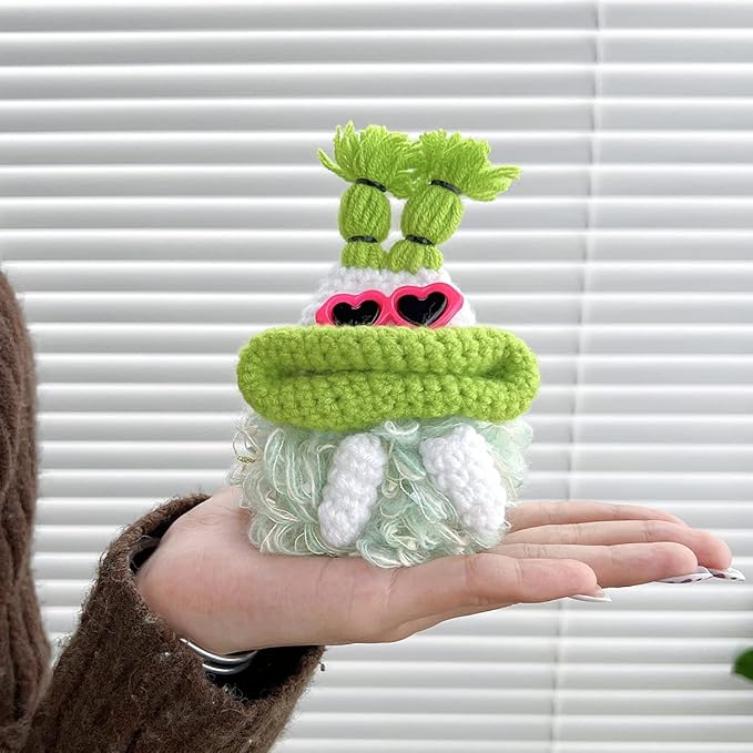 Yatchen Plush Case for AirPods 3,Kawaii Cute 3D Cartoon Fur Sausage Mouth Frog with Sunglasses Funny AirPods 3rd Generation Cover with Keychain Protective Case Women Girls for AirPods 3