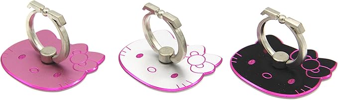 Kitty Cell Phone Ring Grip Stand Holder Car Mounts (Black, Pink, Silver/Pink Rim)
