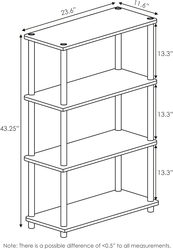 Furinno Turn-N-Tube 4-Tier Multipurpose Shelf Display Rack, Round Tubes, Americano/Black