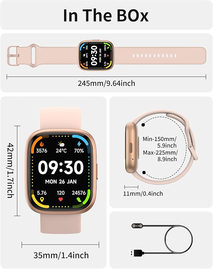 Smart Watch Men Women with Voice Assistant, 1.83" HD Fitness Tracker, Bluetooth 5.3 Call, Heart Rate SpO2 Sleep Monitor, IP68 Waterproof, 100+ Sports Modes, Pedometer for iOS Android