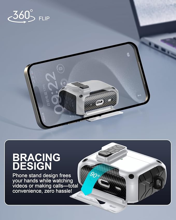 Lerobo for AirPods Pro 2 Case, Compatible with Apple AirPod Pro Case Cover, Protective Cover with Magnetic Automatic Lock & Cleaner Kit, Magsafe Ready, Drop Protection, Phone Stand, White