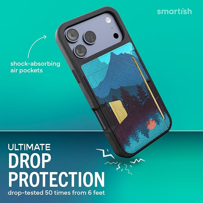 Smartish® iPhone 17 Pro Max Wallet Case - Wallet Slayer Vol. 2 [Slim + Protective] Credit Card Holder w/Kickstand - Drop Tested Hidden Card Slot Cover for Apple iPhone 17 Pro Max - Moving Mountains
