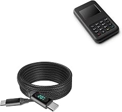 BoxWave Cable Compatible with Stripe BBPOS WisePad 3 - PowerDisplay PD Cable (6ft) - USB-C to USB-C (100W), LED Wattage Info Extra Long Braided Nylon - Jet Black - Image 1