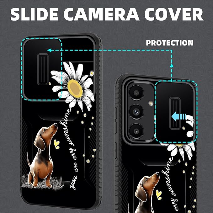 for Galaxy S25 Plus Case Built in Slide Camera Lens Cover,Heavy Duty Shockproof Protection Dual Layer Case for Samsung Galaxy S25 Plus 6.7" 2025,You are My Sunshine Dachshund