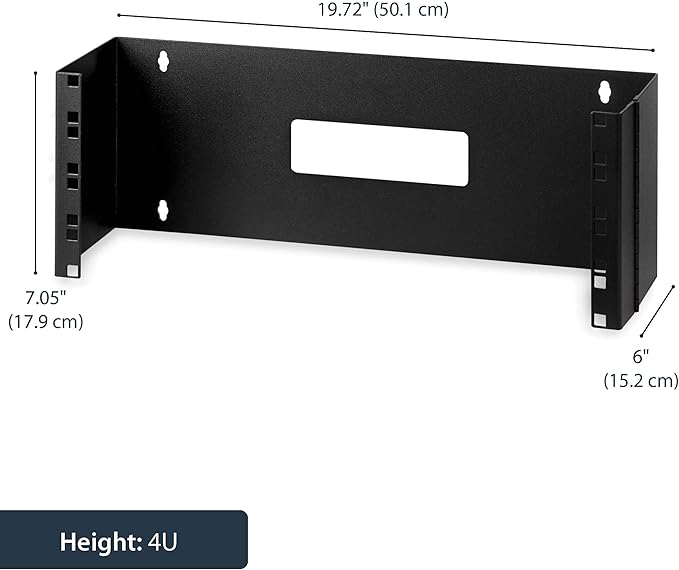 StarTech.com 4U Hinged Wall Mount Patch Panel Bracket - 6 inch Deep - 19" Patch Panel Swing Rack for Shallow Network Equipment- 33lbs (WALLMOUNTH4)