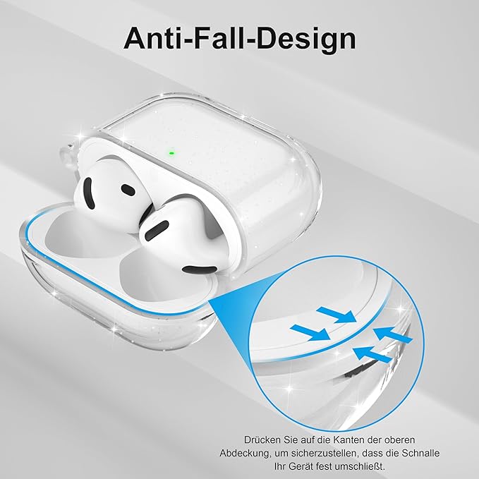Valkit Compatible AirPods 4 Case Cover, Soft TPU Airpods 4 Case with Cleaner Kit, Shockproof Protective Case with Keychain for Apple AirPods 4 Gen Case for Women Men - Clear Glitter