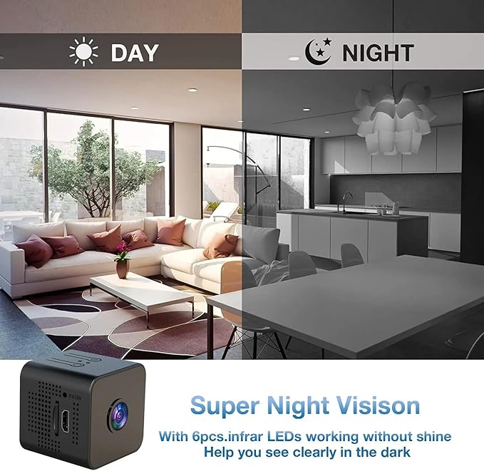 1080P Spy Camera WiFi Camera Hidden Home Security Nanny Cam with Phone App Control Mini Small Cam Night Vision Motion Detection Video Recording