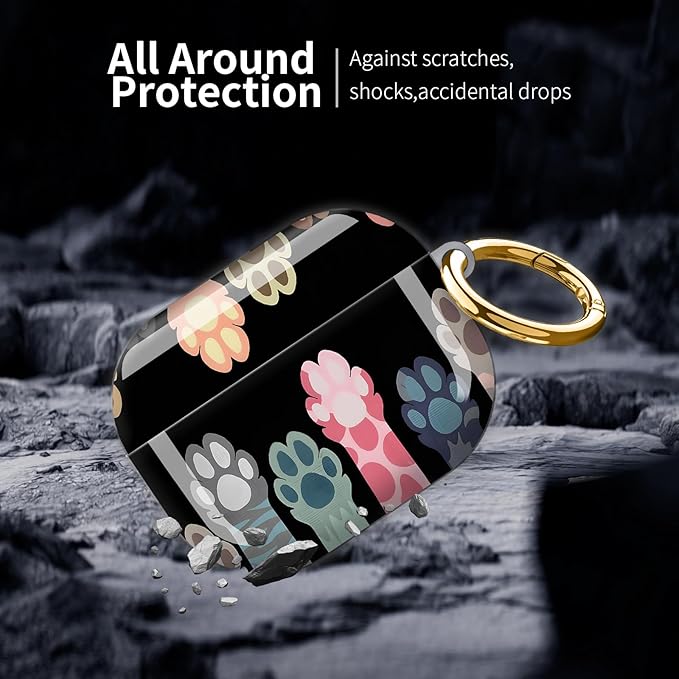 Compatible with AirPod Pro 3 (2025),Cute Case Cover for Women & Men, Full Protection Shockproof Hard Case with Keychain, Wireless Charging Case Accessories(Cute Cat Paw)