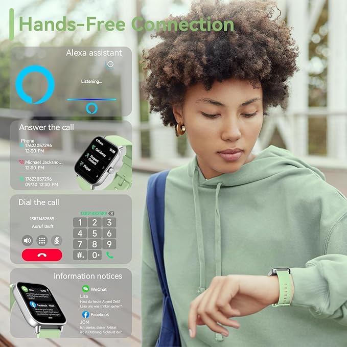 aeac Smart Watches for Women Men Android & iPhone, Alexa Built-in, 1.8" Touch Screen Smartwatch with Answer/Make Calls, Fitness Watch with IP68 Waterproof Heart Rate/Sleep Monitor, 120+ Sport Modes