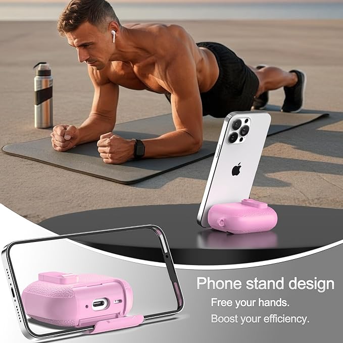 for Leather AirPods Pro 3 Case 2025| Cute Air Pods Pro 3 Case with Lock(Model A2700/A2931) | with Phone Holder & Keychain | Airpods 3 Pro Cases for Man Women(Pink)