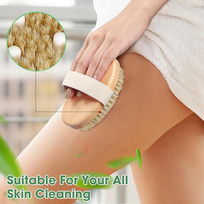 Gejoy 20 Pcs Dry Brushing Body Brush for Lymphatic Drainage Exfoliating Brush with Massage Nodule Dry Skin Body Scrubber Cellulite Shower Circulation Dead Exfoliator (4.92 x 2.56 Inches,Wood Color)
