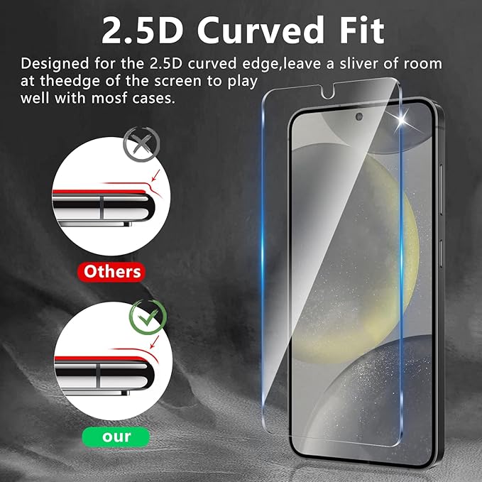 3 Pack Screen Protector Designed for Galaxy S24 with 3 Pack Tempered Glass Camera Lens Protector,Ultra HD Clear,9H Hardness,Easy Install - Case Friendly,Scratch Resistant