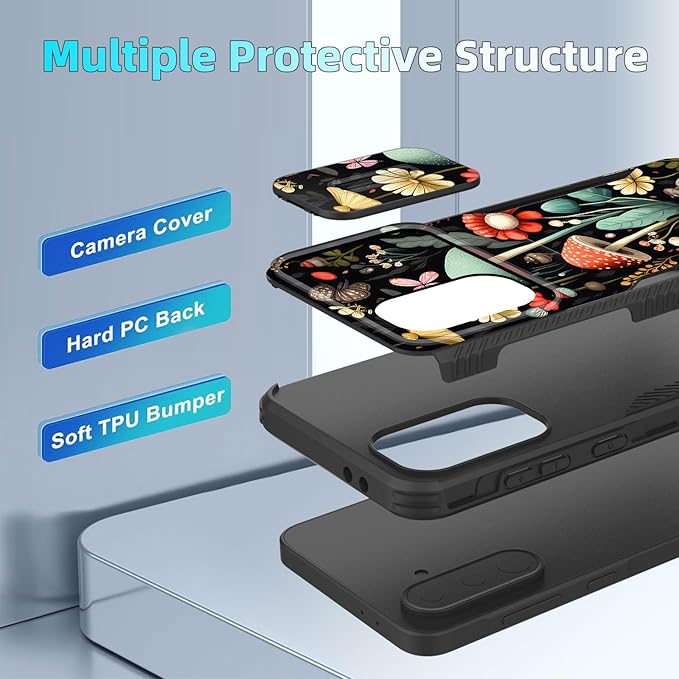 for Galaxy A36 5G/A56 5G Case Built in Slide Camera Lens Cover,Heavy Duty Shockproof Protection Dual Layer Case for Samsung Galaxy A36 5G/A56 5G 6.7" 2025,Mushroom Forest