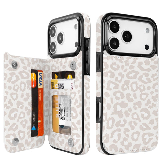 uCOLOR for iPhone 17 Pro Max Wallet Case with Card Holder PU Leather RFID Blocking Design iPhone 17 Pro Max flip case for Women Men Magnetic Clasp Kickstand Design 6.9 inch (Beige Leopard)