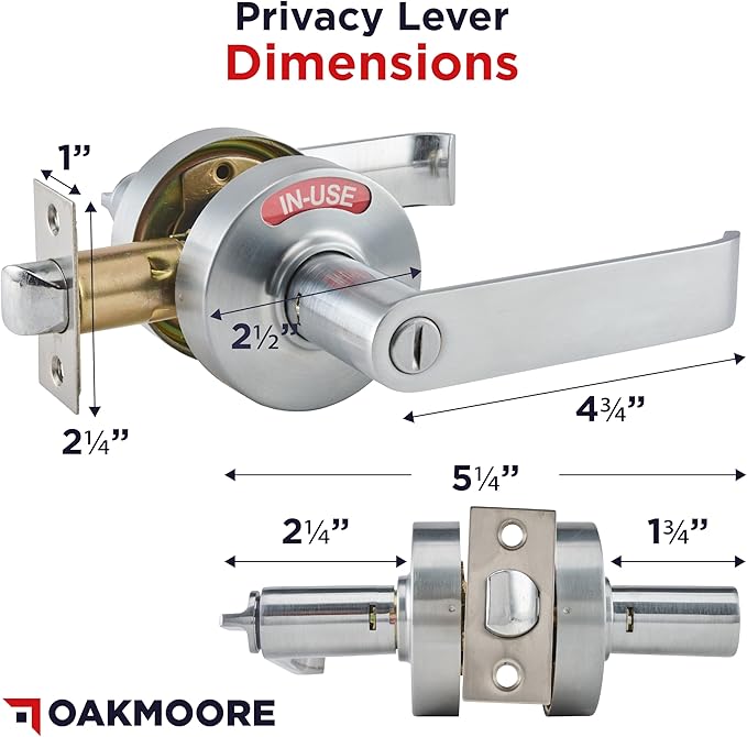Commercial Door Handle Lock, Bathroom Locks for Home Doors, Vacant Occupied Bathroom Restroom Door Handles, Privacy Lock, Occupied Door Handle (Silver)