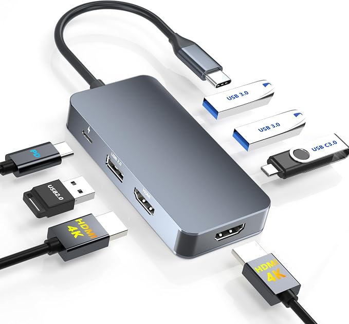 Docking Station Dual Monitor for Dell/HP/Mac Laptops, 7 IN 1 USB C to Dual HDMI Adapter Multiport Hub with 2*4K HD, 3*USB-A/USB-C Data Port, 100W PD, HDTV Splitter for Dual Monitors Extended Display - Image 8