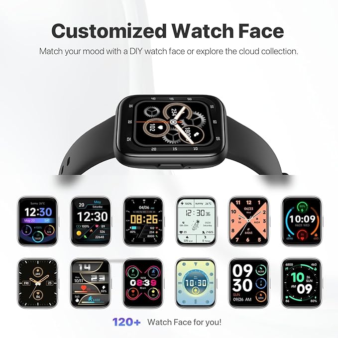 Smart Watches for Men Women - 1.83" HD 2025 Fitness Tracker with 100 Sports Modes, Heart Rate/Sleep Monitor, Bluetooth Call & Music Control IP68 Waterproof for iPhone/Android