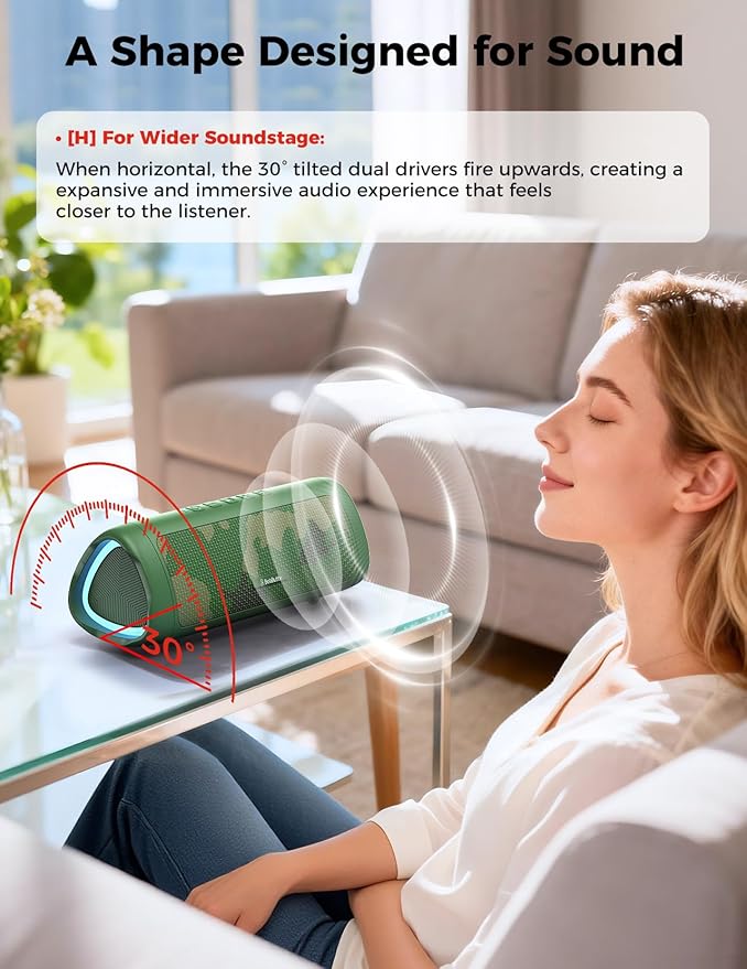 Bluetooth Speaker with HD Sound, Portable Wireless, IPX5 Waterproof, Up to 20H Playtime, TWS Pairing, BT5.3, for Home/Party/Outdoor/Beach, Electronic Gadgets, Birthday Gift (Camo)