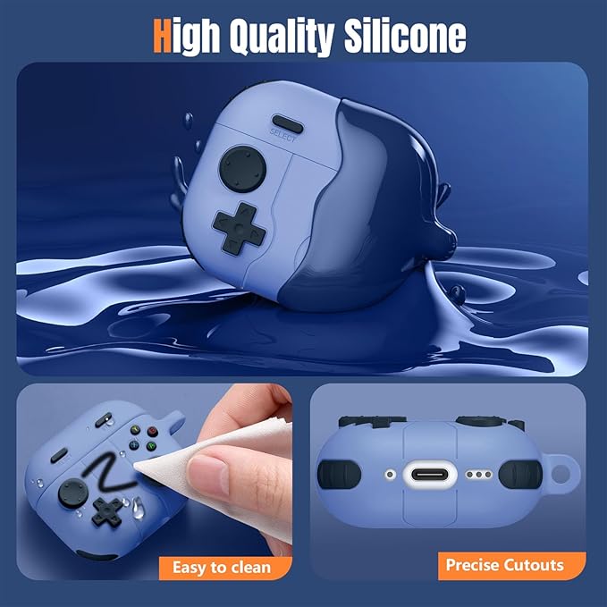 Getino Game Case for AirPods 4 2024 Cover with Cleaner Kit, Keychain, Compatible with Apple Airpods 4 Case Covers, Cute Funny Shock-Proof Protective Silicone AirPod 4 Cases for Men Boy-Lilac