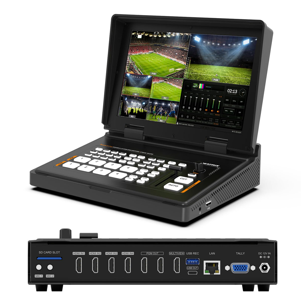 AVMatrix Shark H4 Plus 4 Channel HDMI Video Switcher, 10.1" Screen, 1080p60